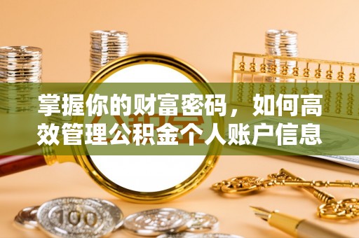 宛城掌握你的财富密码，如何高效管理公积金个人账户信息