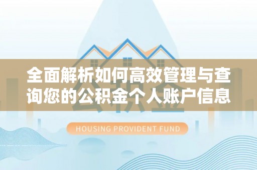 宛城全面解析如何高效管理与查询您的公积金个人账户信息